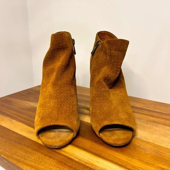 Jessica Simpson perforated suede open toe stacked heel booties - Picture 7 of 8